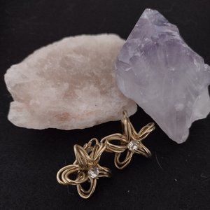 Golden Metal Wire Clip-on Faux Diamond Center Earrings